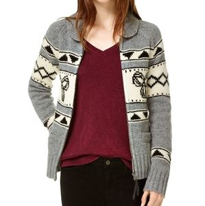 TNA Sea to Sky Zip Up Lambswool Sweater Small